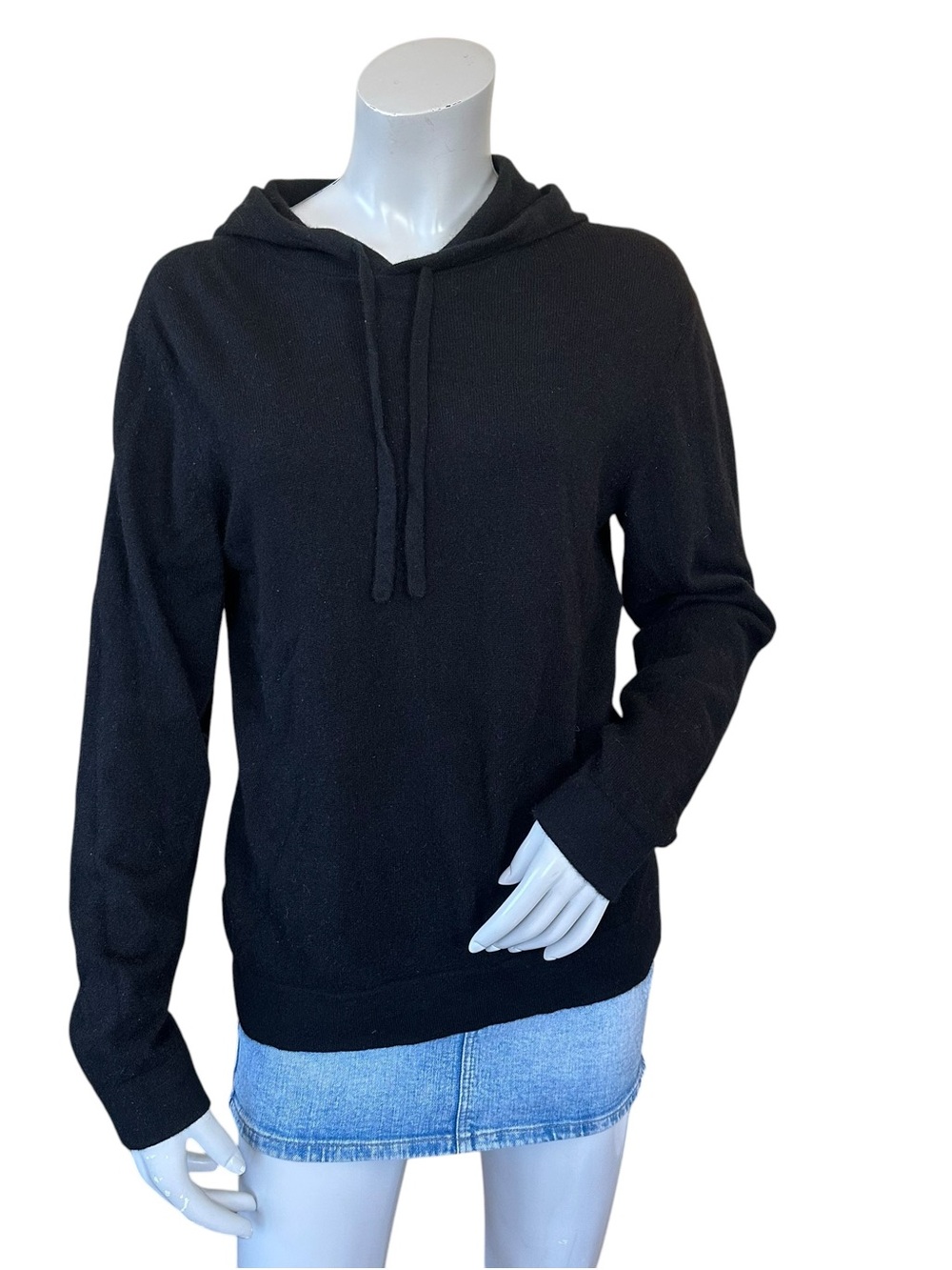 NAADAM Black 100% Cashmere Pullover Long Sleeve Hooded Sweater Size Small